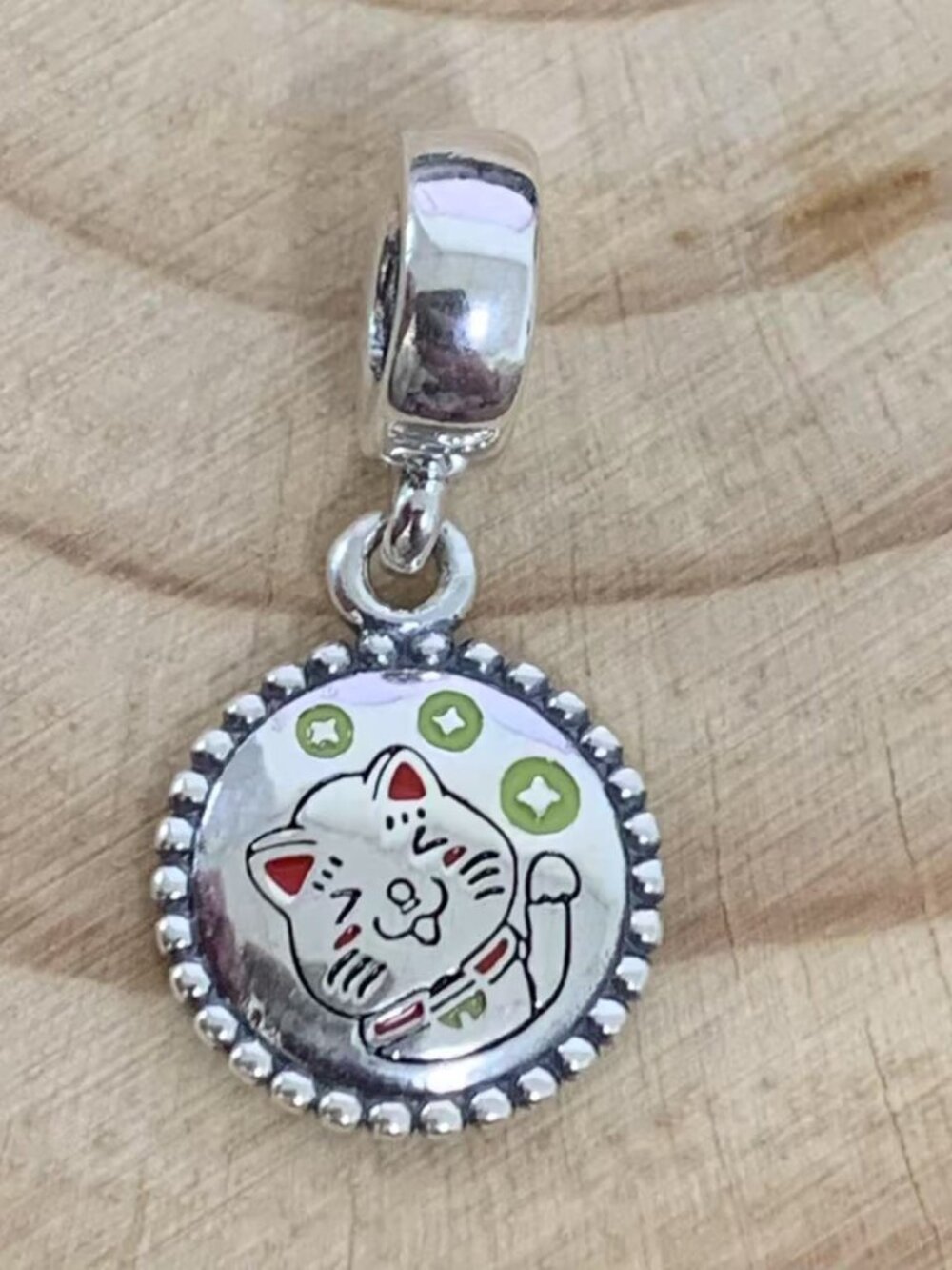 Pandora Lucky Cat Pendant Dangle Charm, S925 Silver Jewelry